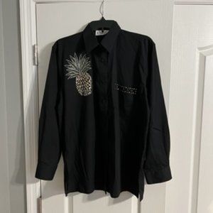 Hana Button Down Beaded Embellished Shirt Medium